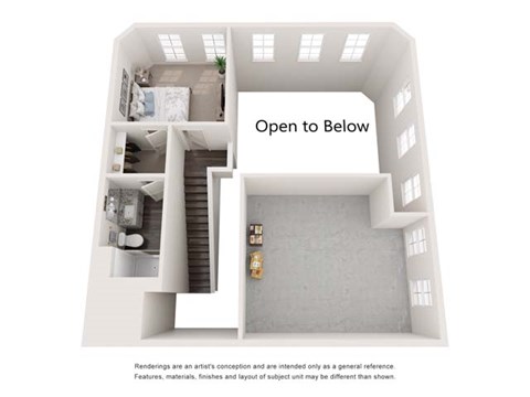 an open to bedroom floor plan is shown in this house